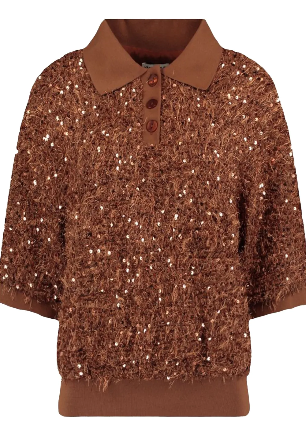 Truien>HARPER & YVE TRUI KORTE MOUW Bruin