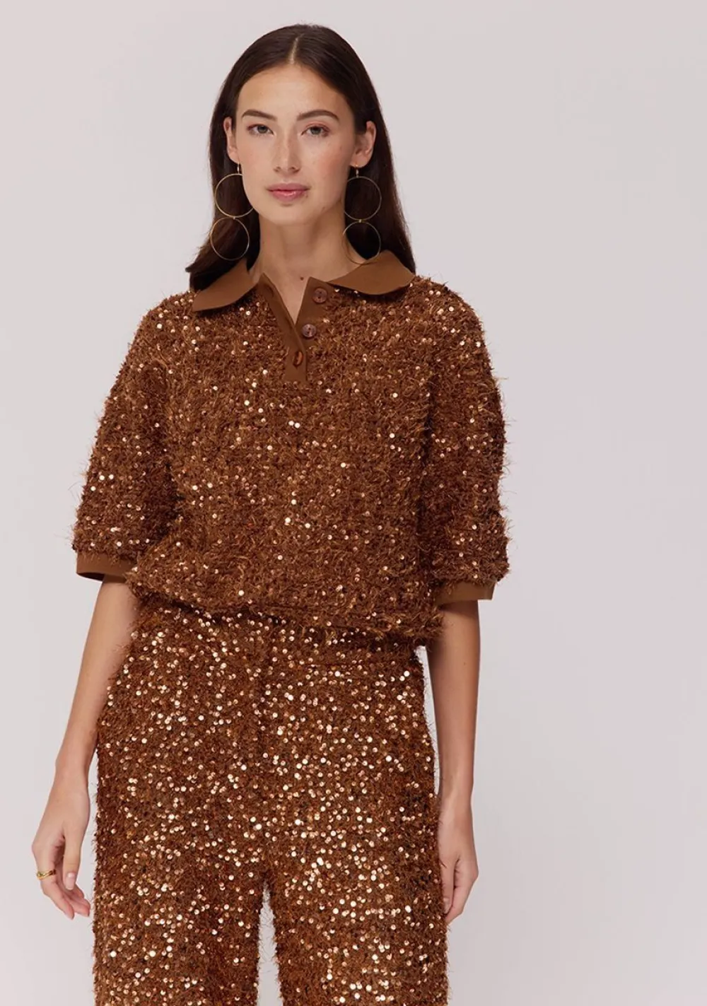 Truien>HARPER & YVE TRUI KORTE MOUW Bruin