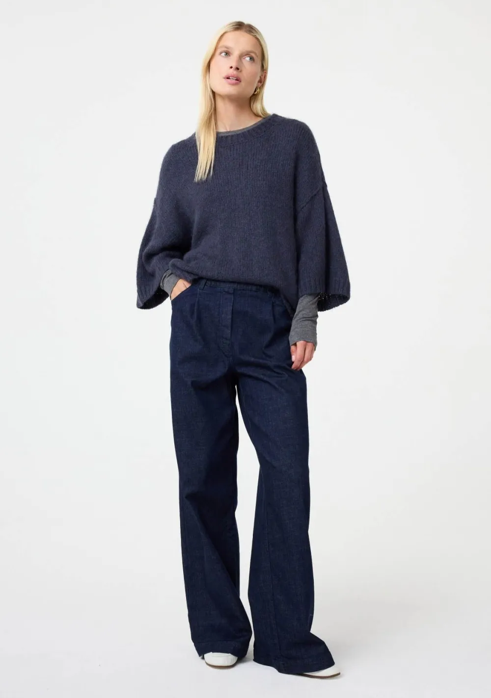 Truien>KNIT-TED TRUI KORTE MOUW Blauw