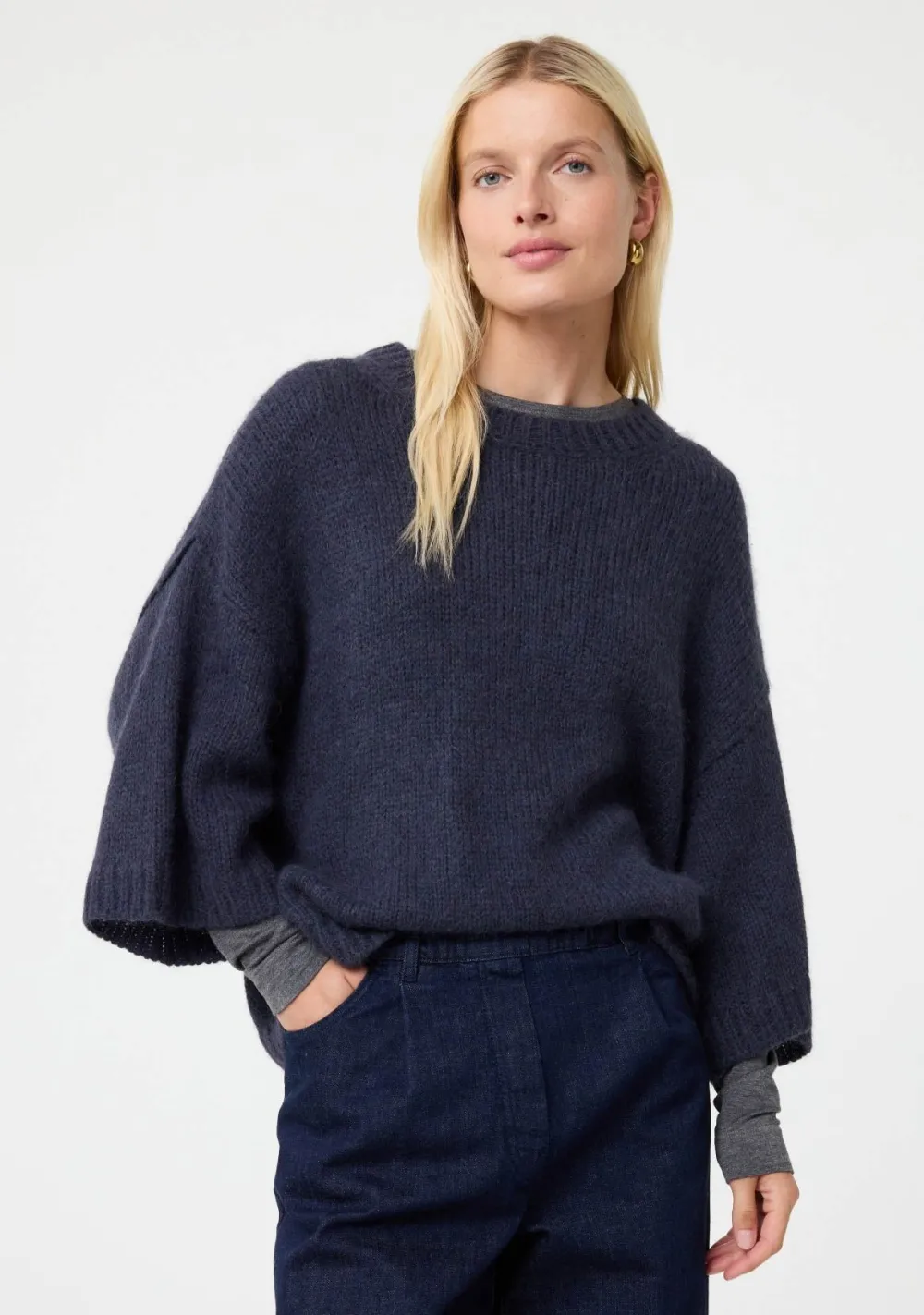 Truien>KNIT-TED TRUI KORTE MOUW Blauw