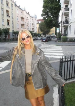 Blazers & Jasjes|Jassen>MODSTROM LEER/SUEDE JACK Grijs