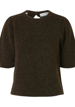 Truien>SELECTED FEMME TRUI KORTE MOUW Bruin
