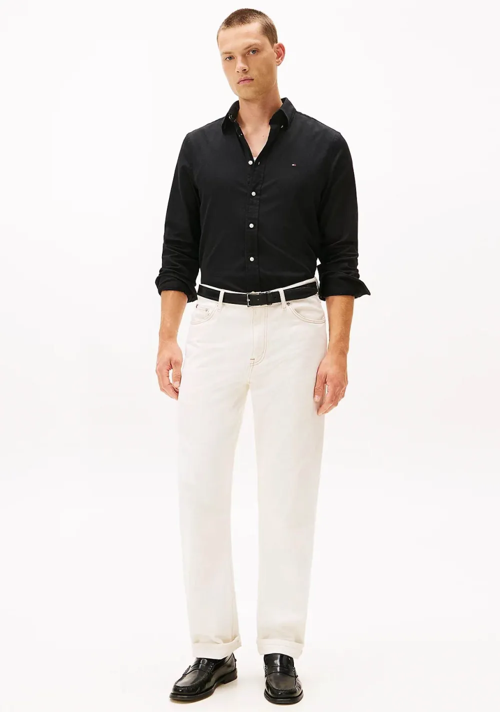 Overhemden>TOMMY HILFIGER OVERHEMD Zwart